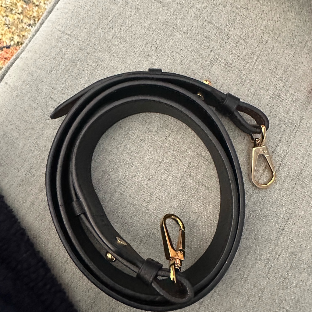 Louis Vuitton Monogram And Black Leather Strap With Gold Hardware